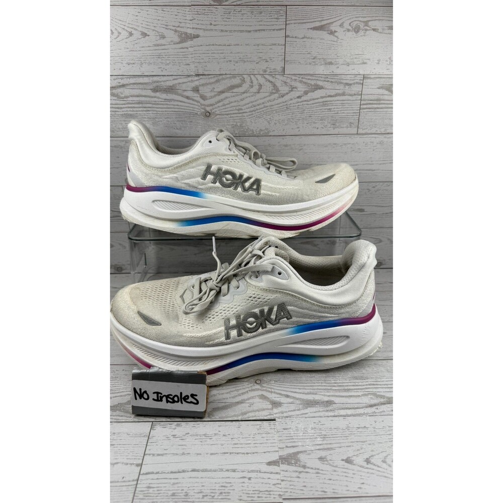 Hoka One One Bondi 9 1162014 CYWH Cosmic Gray White 10D Womens Running Shoe #373